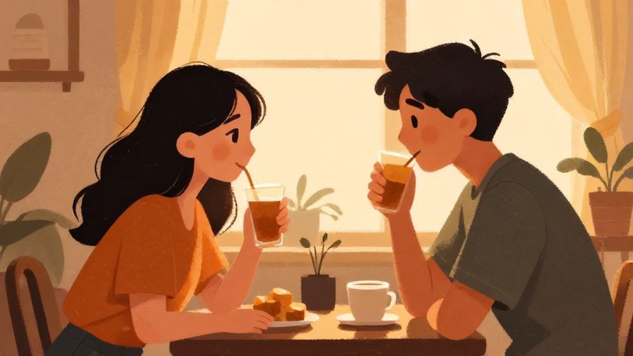 Illustration%20of%20two friends sharing an intimate moment, cozy indoor setting with warm lighting, illustrated style