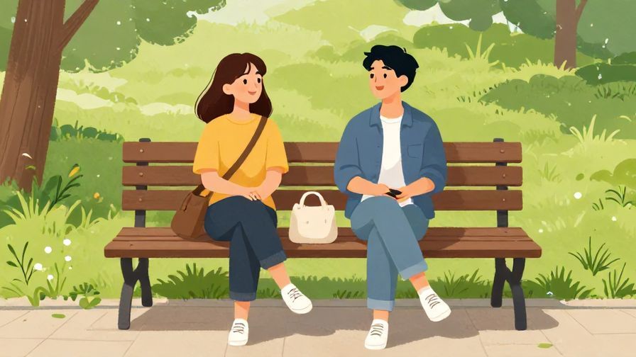 Illustration%20of%20two friends sitting on a park bench, smiling and relaxing, casual and laid-back atmosphere, illustrated style