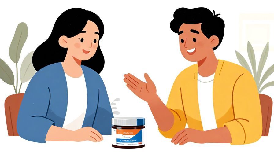 Illustration%20of%20two friends smiling and discussing a product in a casual setting, illustrated style