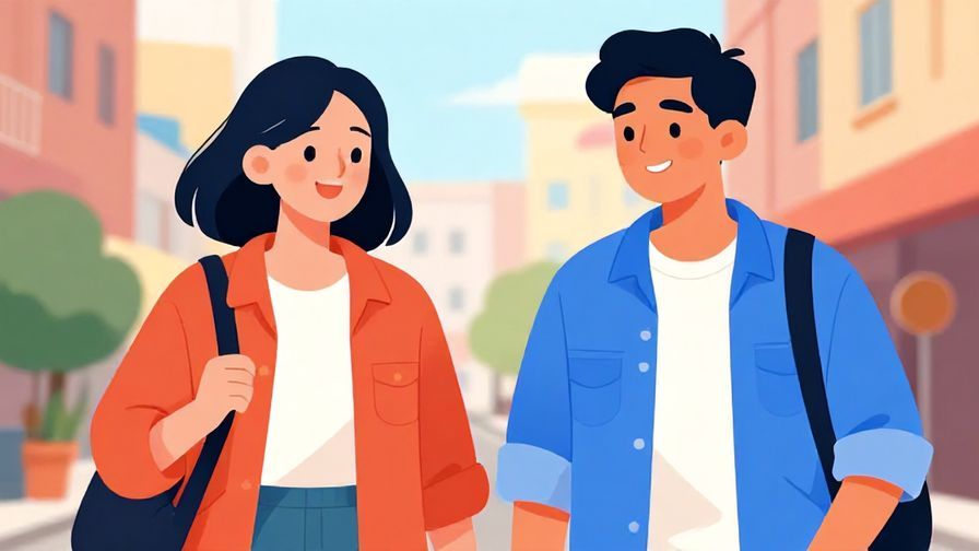 Illustration%20of%20two friends smiling and nodding before heading out, casual urban setting, vibrant colors
