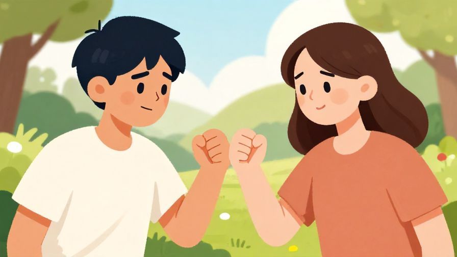 Illustration%20of%20two friends%20fist-bumping%20with%20determined%20expressions%2C%20sunny%20park%20background%2C%20illustrated%20style