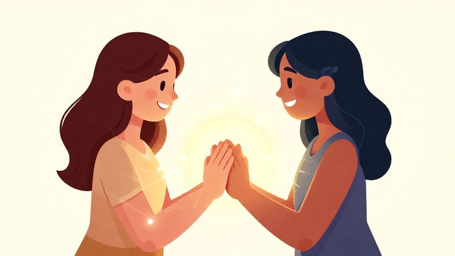 Illustration%20of%20two girls smiling with intertwined hands, surrounded by a soft glowing aura symbolizing connection