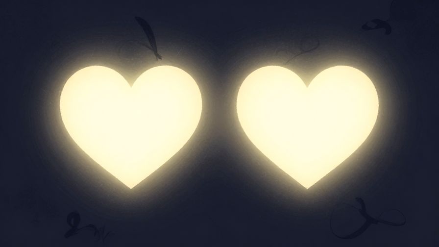 Illustration%20of%20two glowing hearts floating close despite a wide physical gap, soft lighting, symbolic and emotional, illustrated style