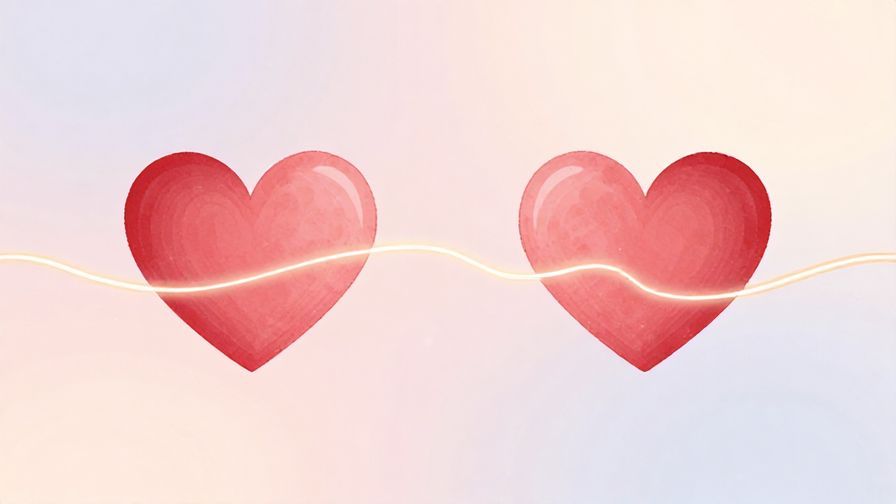 Illustration%20of%20two hearts connected by a glowing thread across a distance, soft pastel background, illustrated style