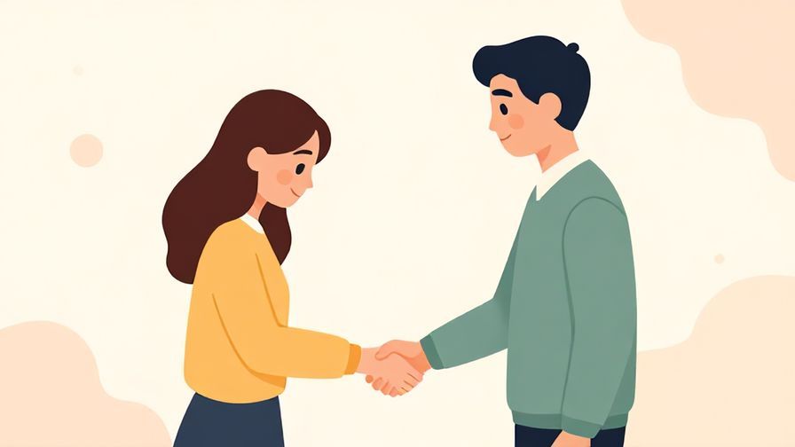Illustration%20of%20two people shaking hands or bowing slightly during an introduction, soft pastel background