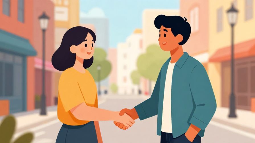 Illustration%20of%20two people shaking hands with a friendly smile%2C%20standing%20in%20a%20city%20street%20with%20colorful%20backgrounds%2C%20illustrated%20style