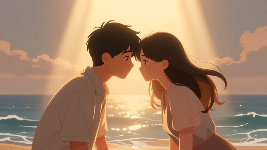 Illustration%20of%20two people sharing a heartfelt moment, surrounded by warm light rays and gentle waves