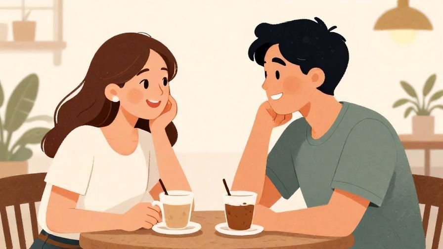 Illustration%20of%20two people sharing a knowing smile, casual café setting