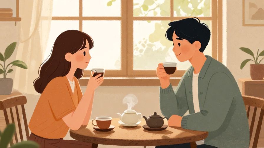 Illustration%20of%20two people sharing tea in a cozy room, expressing warmth and respect, soft natural light, detailed background, illustrated style