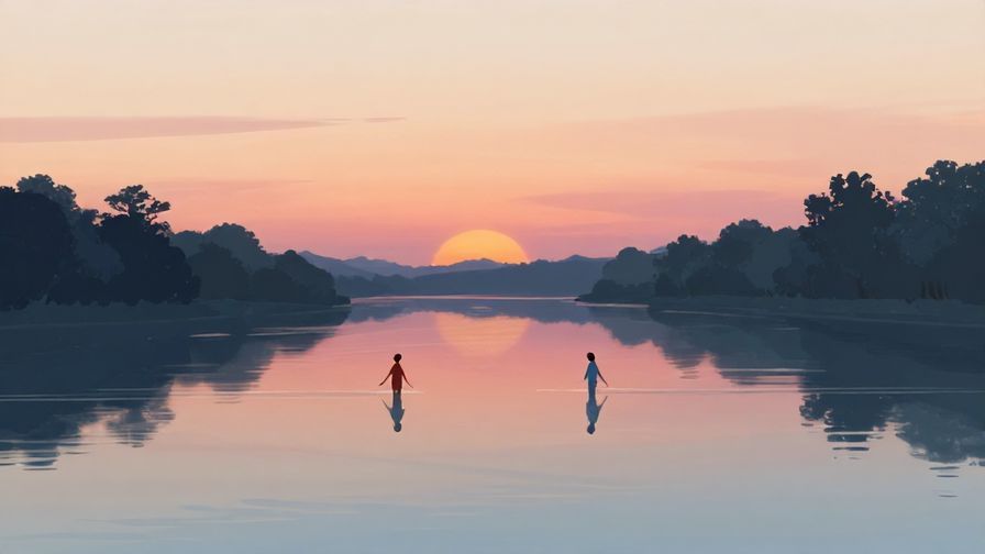 Illustration%20of%20two people slowly drifting apart across a river with soft sunset colors and peaceful water