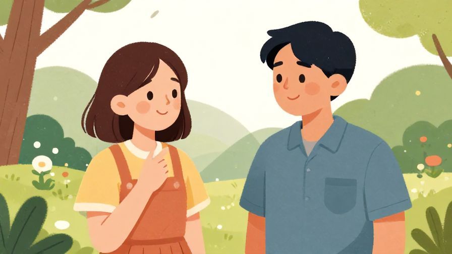 Illustration%20of%20two people smiling and nodding%20in%20agreement%2C%20outdoor%20garden%20setting%2C%20illustrated%20style