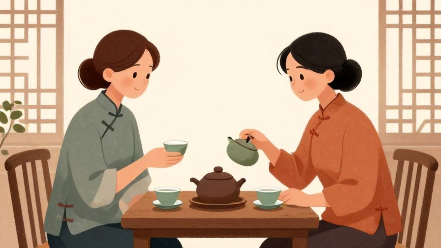 Illustration%20of%20two polite women sharing tea in a traditional setting with a calm atmosphere
