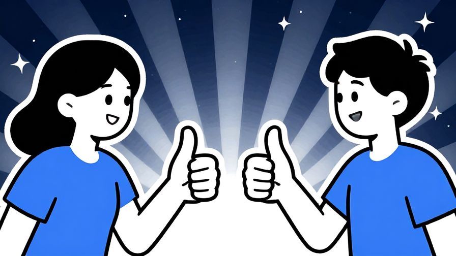 Illustration%20of%20two stylized characters giving a thumbs-up to each other with a backdrop of stars and light rays