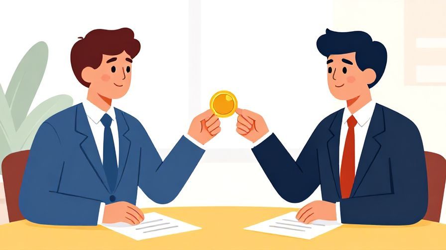 Illustration%20of%20two%20businesspeople%20politely%20flipping%20a%20coin%20to%20make%20a%20decision%20at%20a%20table%2C%20formal%20setting%2C%20vibrant%20colors%2C%20illustrated%20style