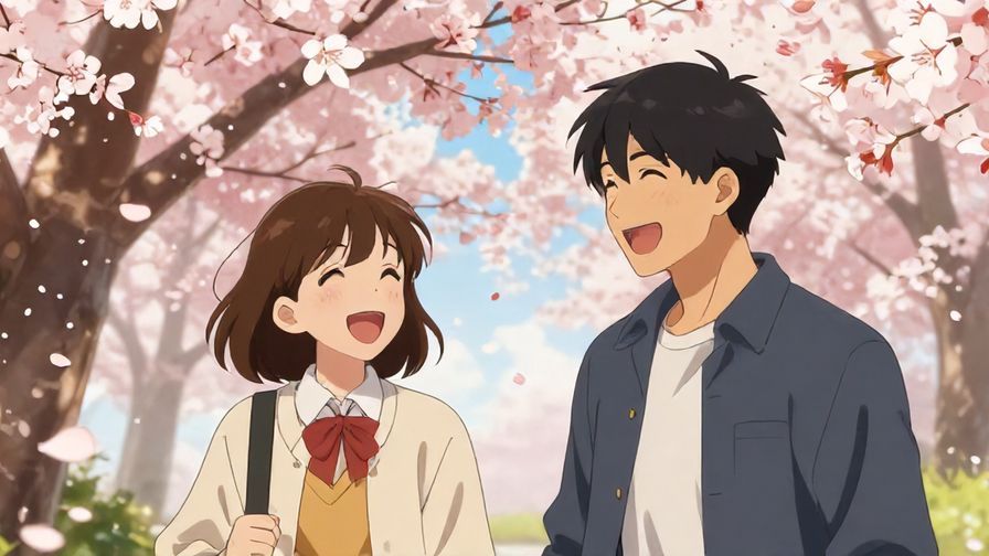 Illustration%20of%20two%20characters%20laughing%20under%20cherry%20blossom%20trees%2C%20sharing%20memories%20with%20gentle%20sunlight%20and%20soft%20pink%20petals%20falling%20around%20them%2C%20detailed%20background%2C%20vibrant%20colors%2C%20illustrated%20style