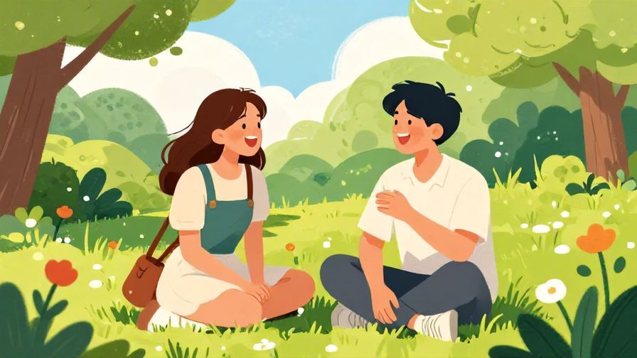 Illustration%20of%20two%20friends%20chatting%20and%20laughing%20in%20a%20sunny%20park%20with%20trees%20and%20flowers%20around%20them%2C%20vibrant%20colors%2C%20illustrated%20style
