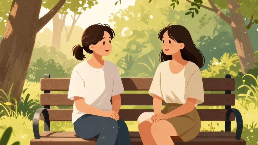 Illustration%20of%20two%20friends%20chatting%20on%20a%20bench%20in%20a%20park%2C%20smiling%20and%20relaxed%2C%20warm%20sunlight%20filtering%20through%20trees%2C%20illustrated%20style
