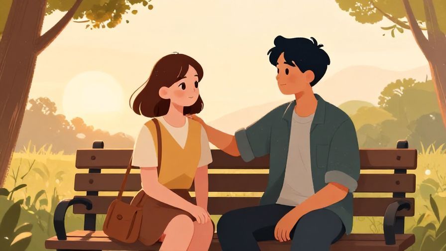 Illustration%20of%20two%20friends%20chatting%20on%20a%20park%20bench%2C%20one%20comforting%20the%20other%2C%20warm%20sunset%20lighting%2C%20illustrated%20style