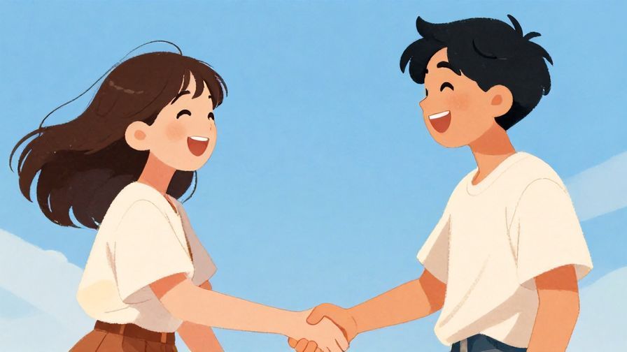 Illustration%20of%20two%20friends%20laughing%20and%20shaking%20hands%2C%20a%20clear%20blue%20sky%20background%2C%20warm%20colors%2C%20illustrated%20style
