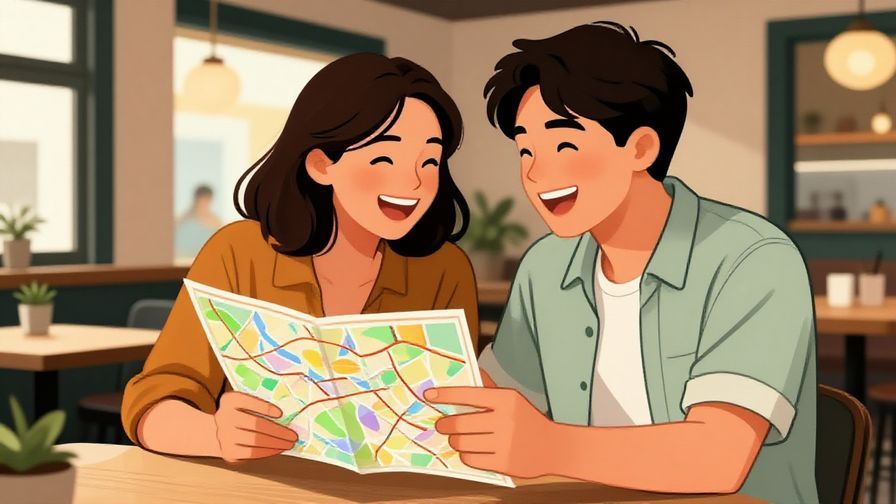 Illustration%20of%20two%20friends%20laughing%20in%20a%20cozy%20cafe%2C%20one%20pointing%20to%20a%20map%20with%20a%20smile%2C%20bright%20and%20warm%20colors%2C%20illustrated%20style