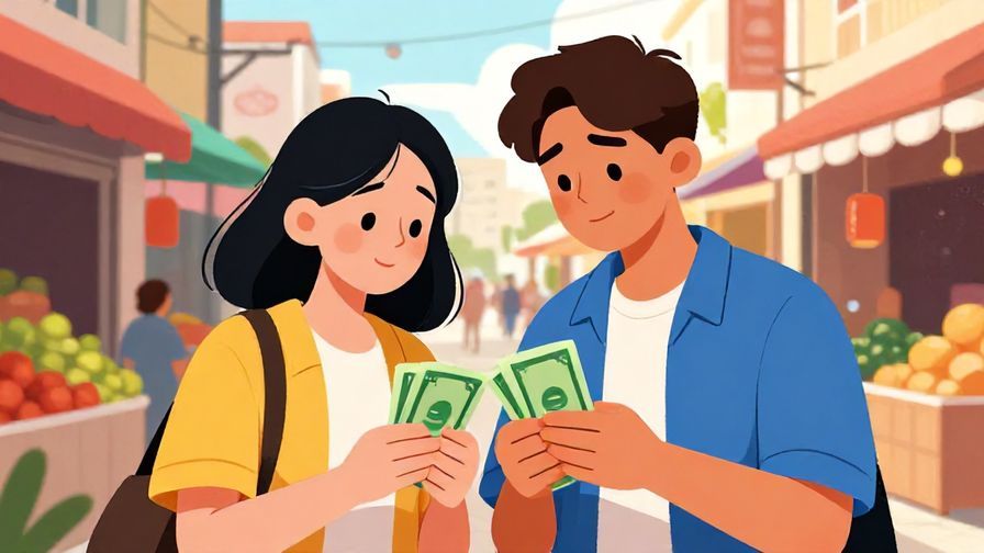 Illustration%20of%20two%20friends%20looking%20at%20cash%20with%20a%20resigned%20but%20friendly%20expression%20in%20a%20street%20market%20scene%2C%20vibrant%20colors%2C%20illustrated%20style