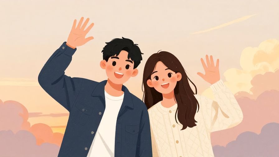 Illustration%20of%20two%20friends%20parting%20with%20smiles%20and%20waves%2C%20sunset%20lighting%20and%20soft%20clouds%20in%20the%20background%2C%20illustrated%20style