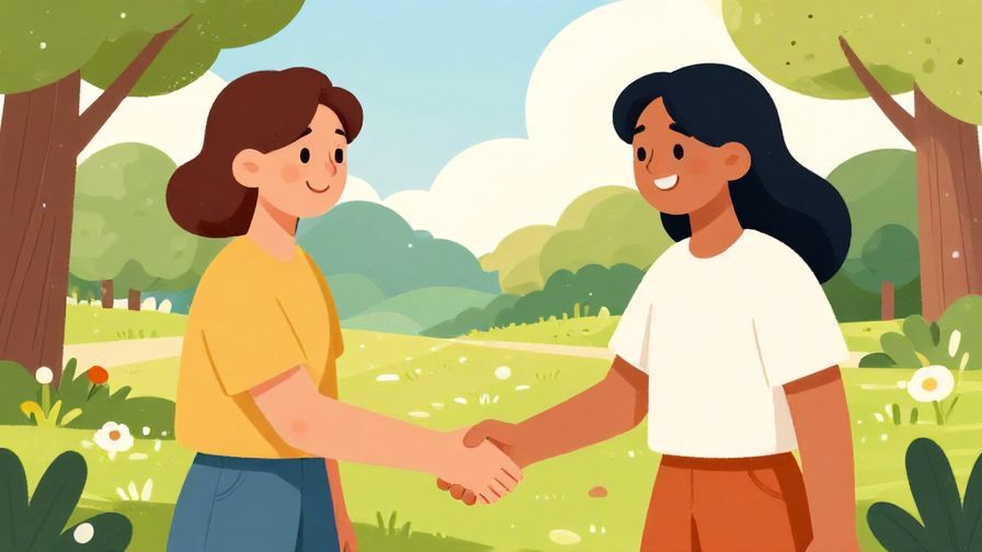 Illustration%20of%20two%20friends%20shaking%20hands%20with%20smiles%20in%20a%20sunny%20park%20background%2C%20vibrant%20colors%2C%20illustrated%20style