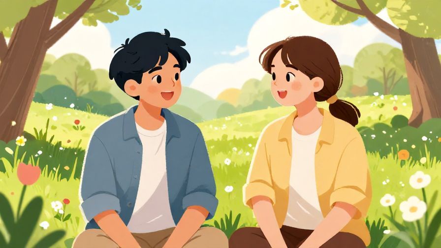 Illustration%20of%20two%20friends%20smiling%20and%20chatting%20in%20a%20park%20with%20friendly%20expressions%2C%20spring%20flowers%20and%20sunlight%20around%20them%2C%20illustrated%20style