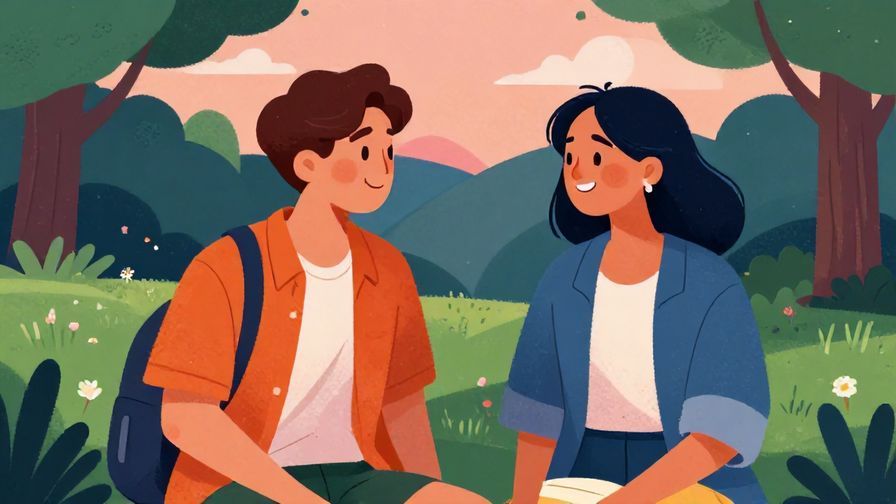 Illustration%20of%20two%20friends%20smiling%20and%20chatting%20in%20a%20park%20at%20dusk%2C%20vibrant%20colors%2C%20illustrated%20style