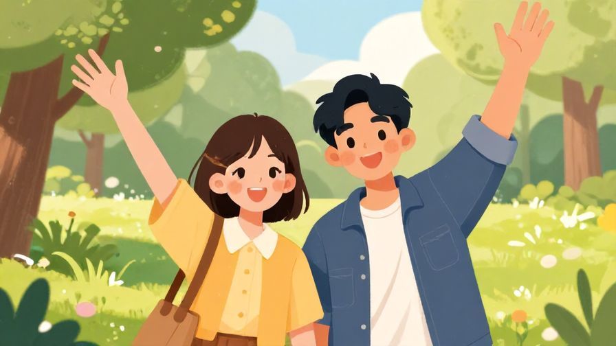 Illustration%20of%20two%20friends%20waving%20goodbye%20to%20each%20other%20with%20bright%20smiles%20in%20a%20sunny%20park%20setting%2C%20vibrant%20colors%2C%20illustrated%20style