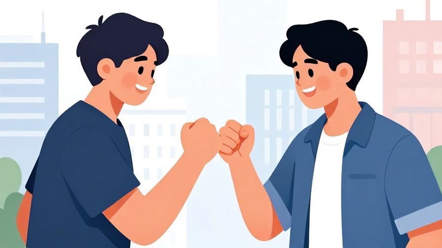 Illustration%20of%20two%20male%20friends%20fist-bumping%20with%20bright%20smiles%20in%20a%20cityscape%20background%2C%20illustrated%20style