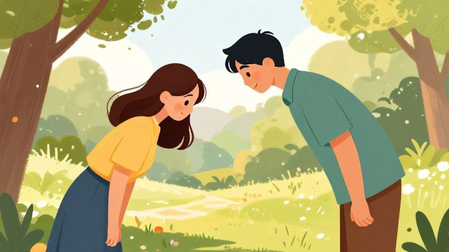 Illustration%20of%20two%20people%20bowing%20and%20smiling%20at%20each%20other%20in%20a%20park%20setting%2C%20warm%20sunshine%2C%20vibrant%20colors%2C%20illustrated%20style