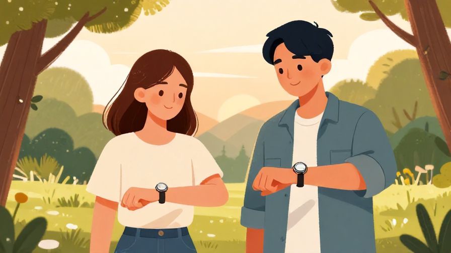 Illustration%20of%20two%20people%20checking%20their%20watches%20and%20smiling%20at%20each%20other%20in%20a%20park%20with%20sunset%20lighting%2C%20illustrated%20style