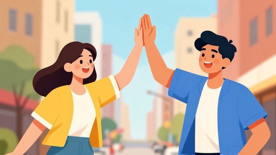 Illustration%20of%20two%20people%20high-fiving%20outside%2C%20happy%20and%20energetic%20expressions%2C%20colorful%20urban%20background%2C%20illustrated%20style