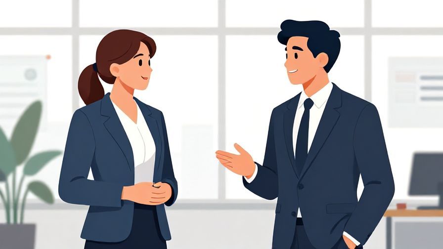 Illustration%20of%20two%20people%20in%20business%20attire%20talking%20politely%20in%20an%20office%20environment%2C%20bright%20lighting%2C%20vibrant%20colors%2C%20illustrated%20style