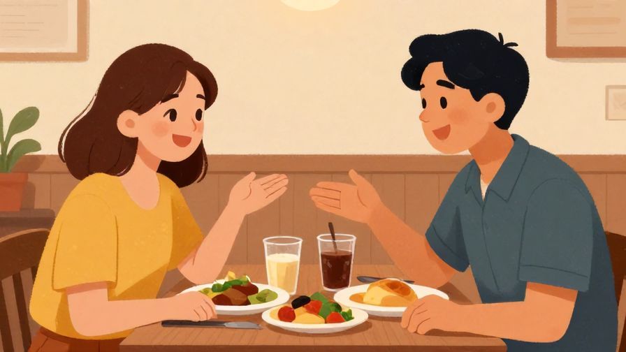 Illustration%20of%20two%20people%20smiling%20and%20inviting%20each%20other%20to%20eat%20together%20in%20a%20cozy%20restaurant%20setting%2C%20friendly%20expressions%2C%20illustrated%20style