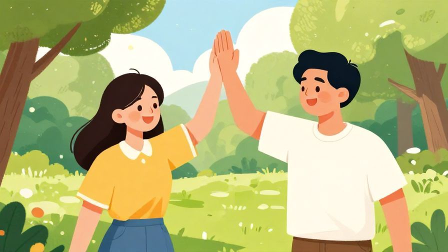 Illustration%20of%20two%20people%20smiling%20and%20giving%20each%20other%20a%20high-five%20in%20a%20sunny%20park%2C%20vibrant%20colors%2C%20illustrated%20style
