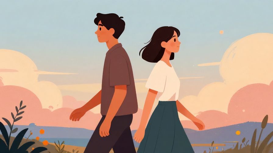 Illustration%20of%20two%20people%20walking%20side%20by%20side%20but%20looking%20in%20different%20directions%2C%20soft%20sunset%20lighting%2C%20vibrant%20colors%2C%20illustrated%20style