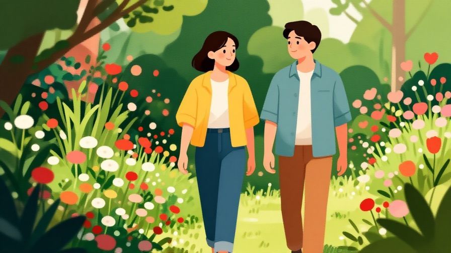 Illustration%20of%20two%20people%20walking%20slowly%20through%20a%20garden%20with%20relaxed%20expressions%2C%20soft%20lighting%2C%20vibrant%20colors%2C%20illustrated%20style