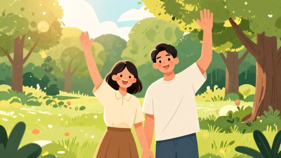 Illustration%20of%20two%20people%20waving%20joyfully%20in%20a%20park%2C%20sunlight%20and%20trees%20around%20them%2C%20illustrated%20style