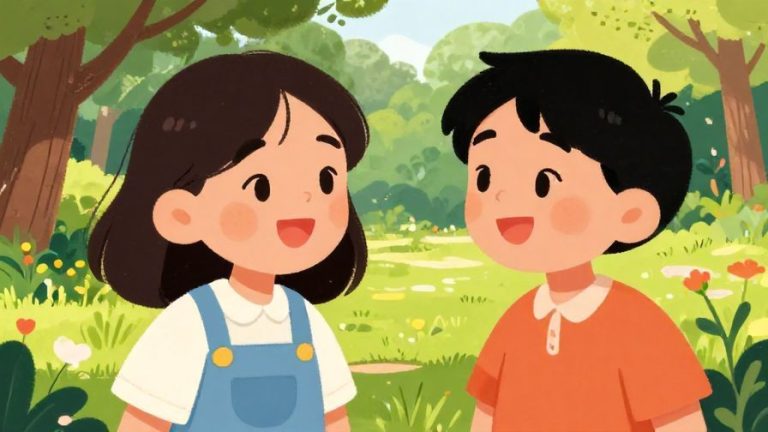 Illustration%20of%20two%20stylized%20characters%20smiling%20and%20chatting%20in%20a%20park%20with%20friendly%20expressions%2C%20detailed%20background%2C%20vibrant%20colors%2C%20illustrated%20style